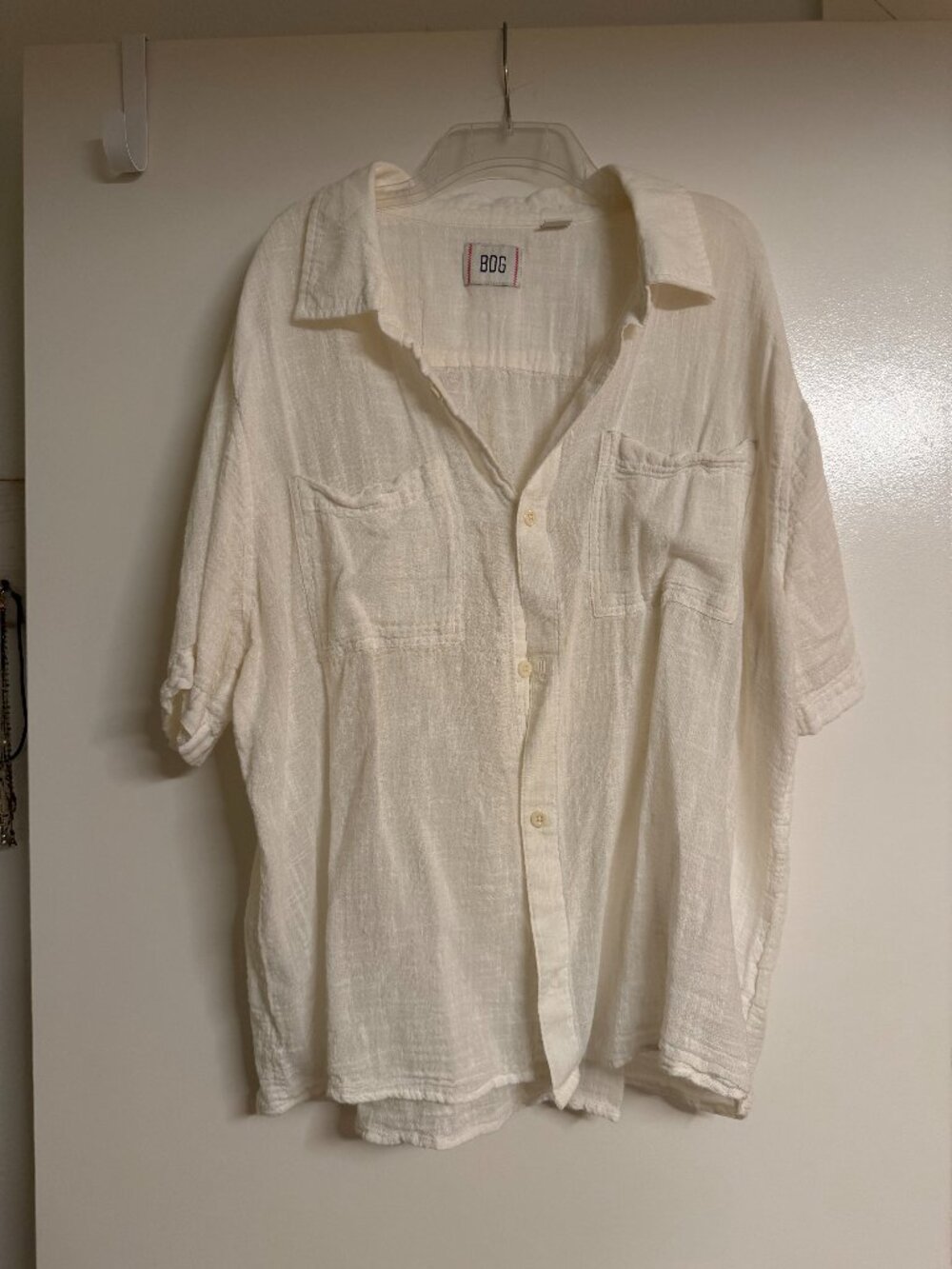 Men's BDG White Cotton/Linen Button Down - XL
